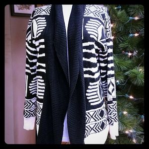 Black & white tribal patterned cardigan